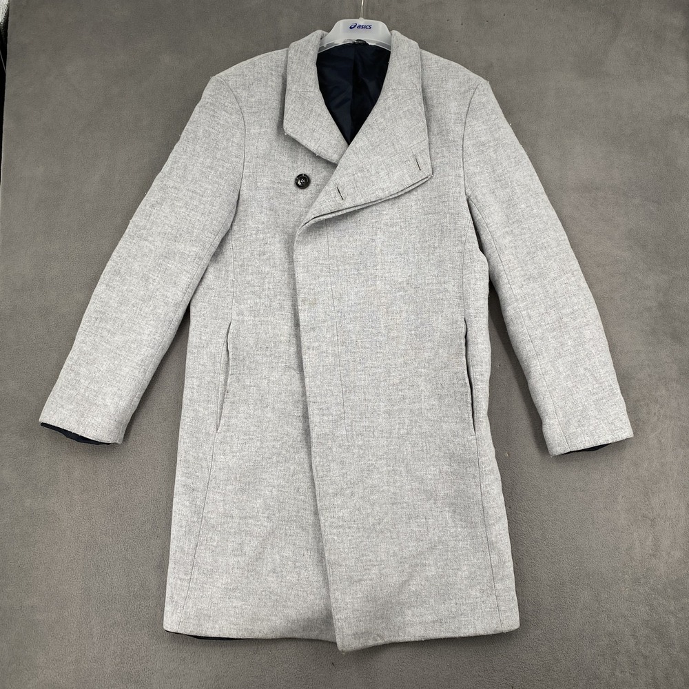 Zara Mens Lanificio Cangioli Wool Blend Overcoat Coat Gray Size L